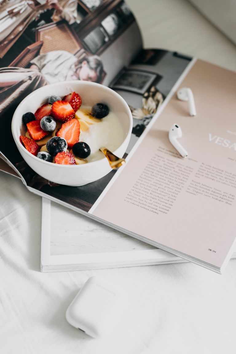 Diabetes-friendly dessert of berries and Greek yogurt topped with nuts